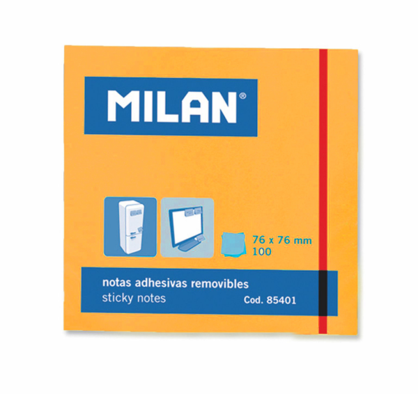 BLOC NOTES ADEZIV 76X76 NEON PORTOCALIU 85435
