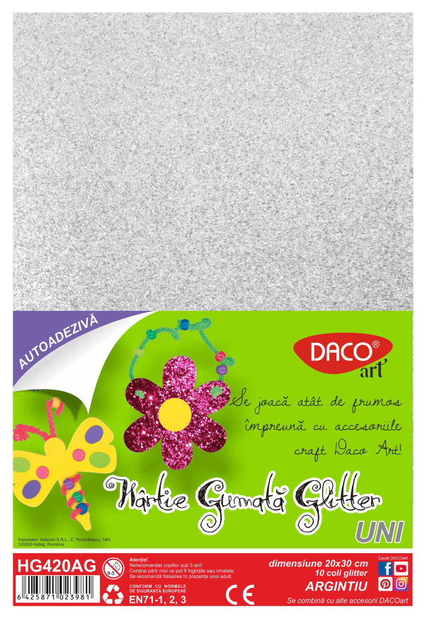 HARTIE GUMATA AA GLITTER HG420AG 20X30CM 10COLI  DACO