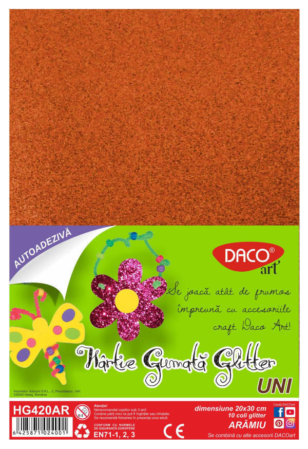 HARTIE GUMATA AA GLITTER HG420AR 20X30CM 10COLI DACO