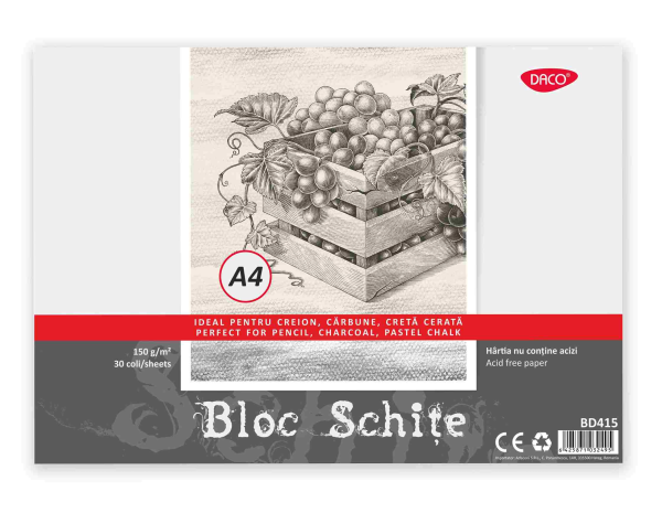 BLOC A4 SCHITE 150G 30 FILE DACO BD415
