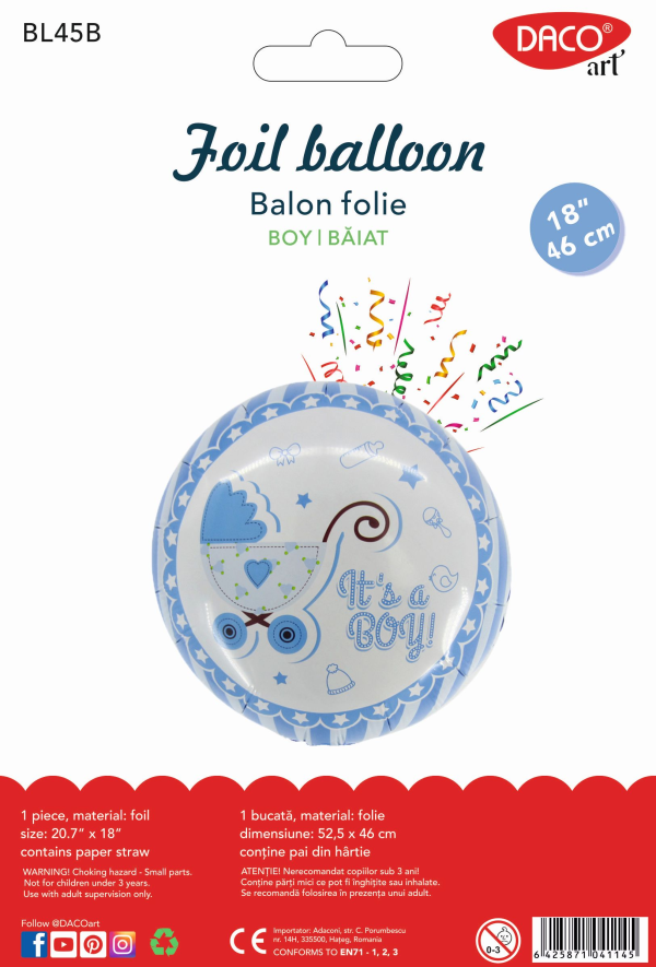 BALON FOLIE IT'S A BOY 46 CM DACO BL45B