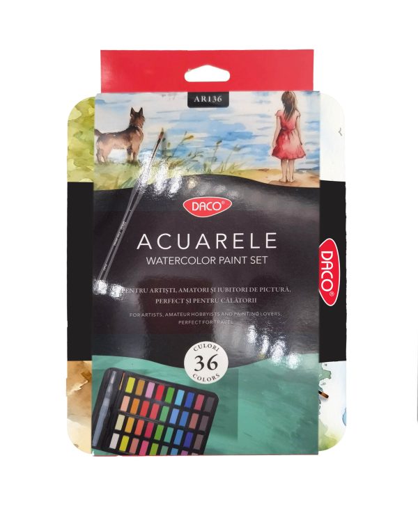 ACUARELE 36 CULORI CUTIE METALICA DACO AR136